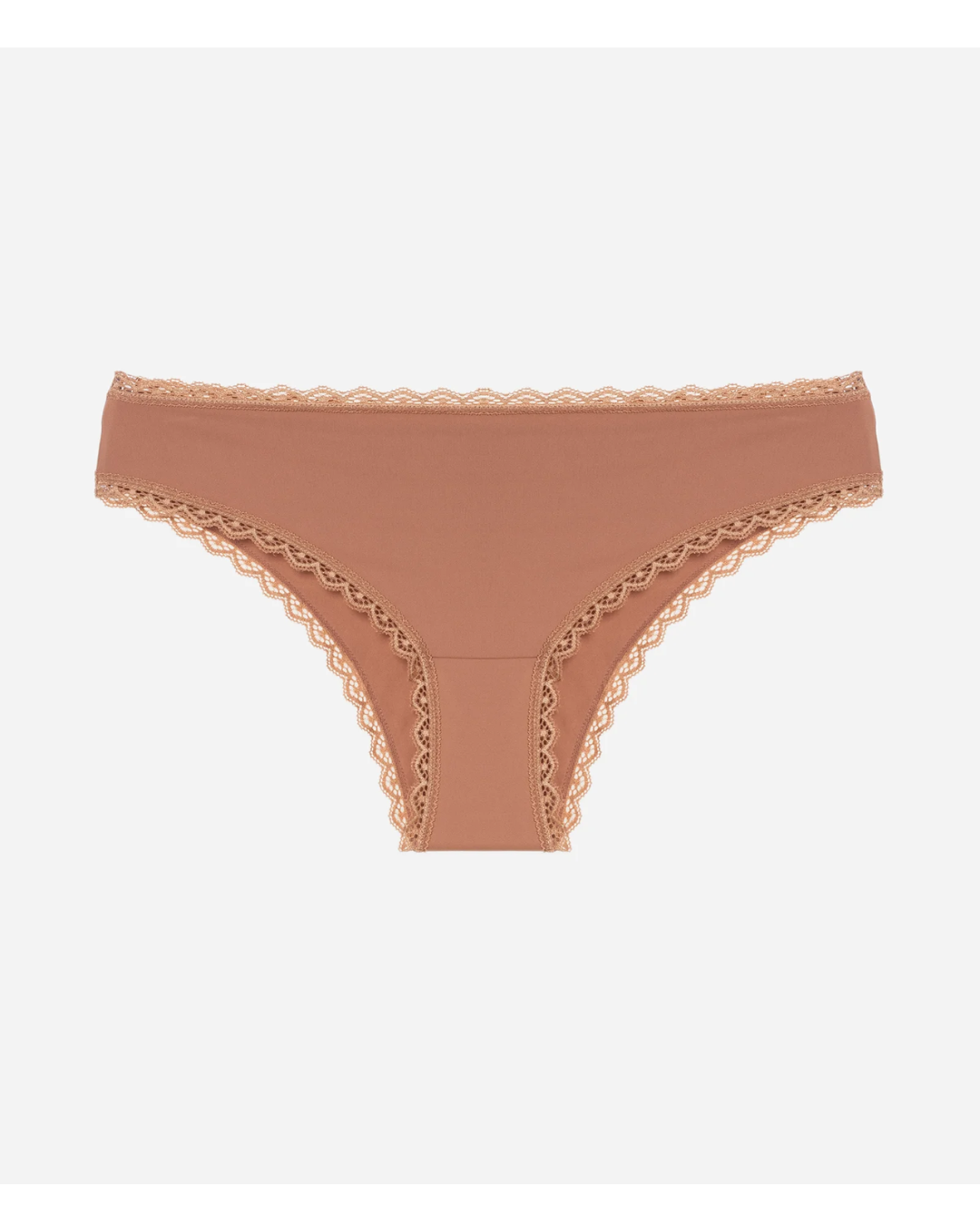 Calcinha Biquíni em Microfibra com Rendinha e Franzido Empina Bumbum Curve & Plus Size Marrom