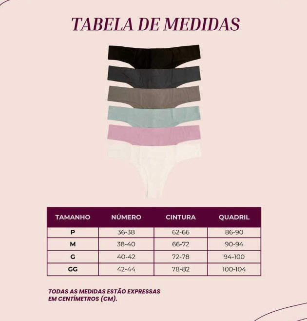 Kit 10 Unidades Calcinhas Sem Costura - Corte a Laser