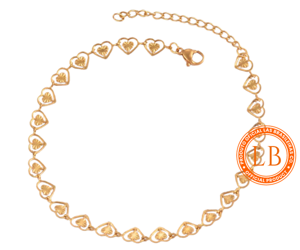 Pulseira Coração Completo Dourada