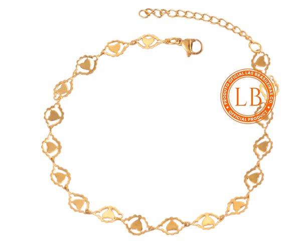 Pulseira Coração Abstrato Dourada