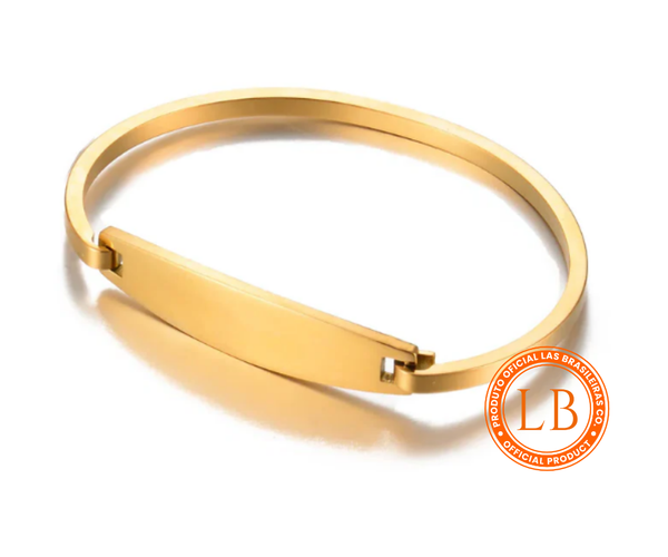 Pulseira Bracelete Base Arredondada Dourada