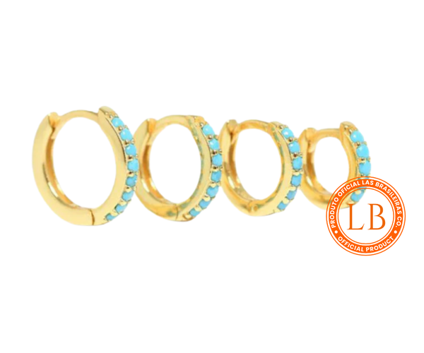 Brinco Esterlina Azul Dourado