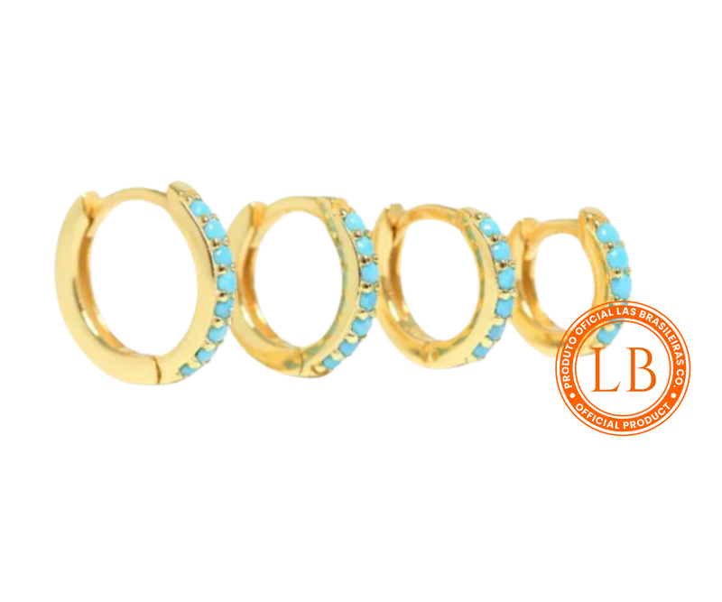 Brinco Esterlina Azul Dourado