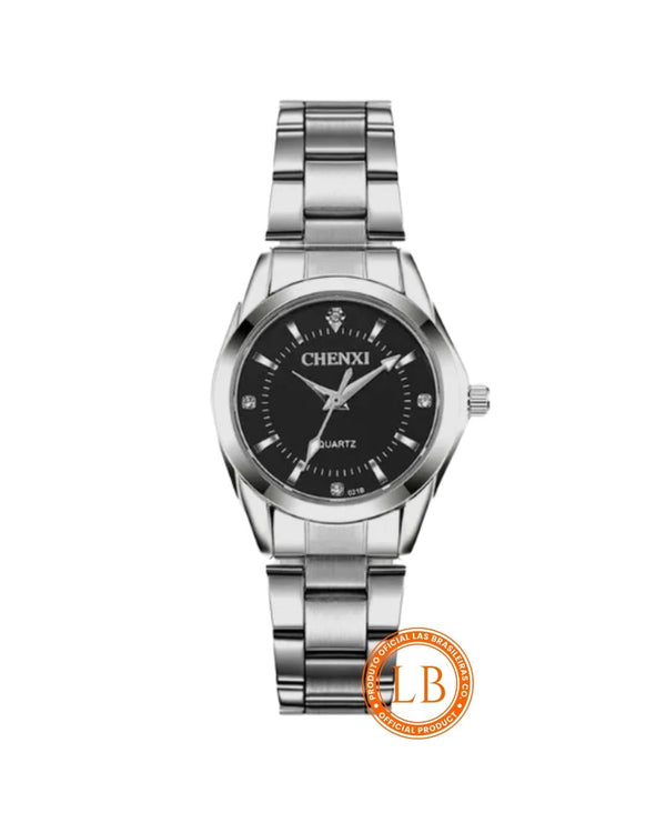 Relógio Quartz Preto Prata