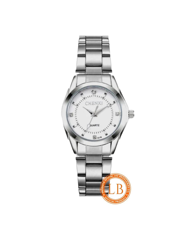 Relógio Quartz Branco Prata