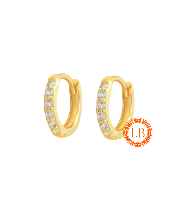 Brinco Esterlina Branca Dourado