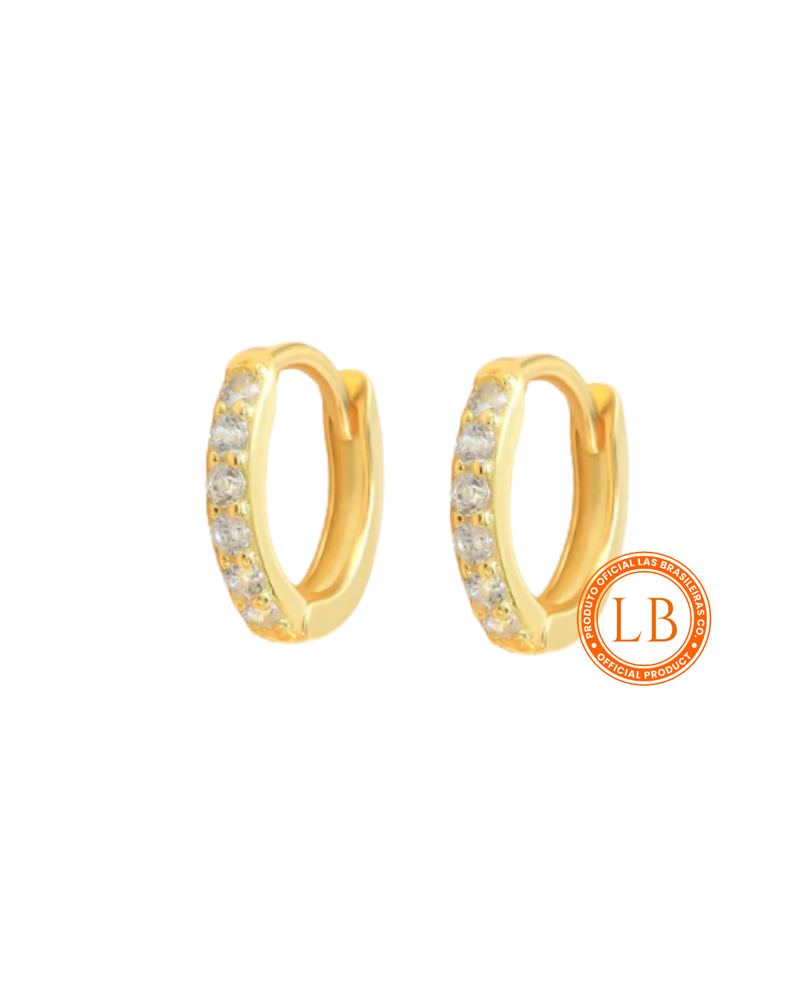 Brinco Esterlina Branca Dourado