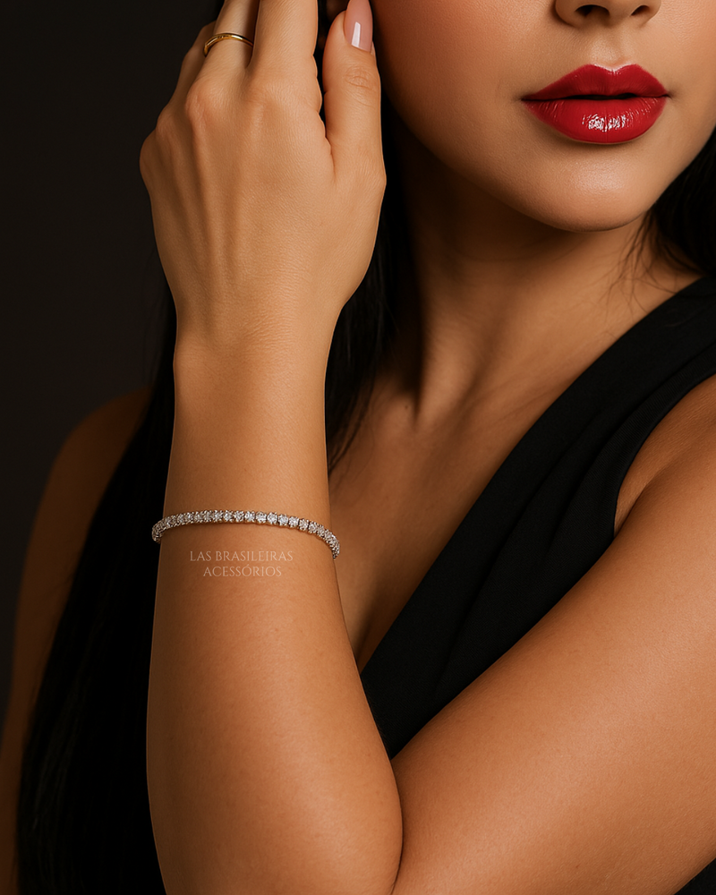 Pulseira Diana Prata Com Zircônia