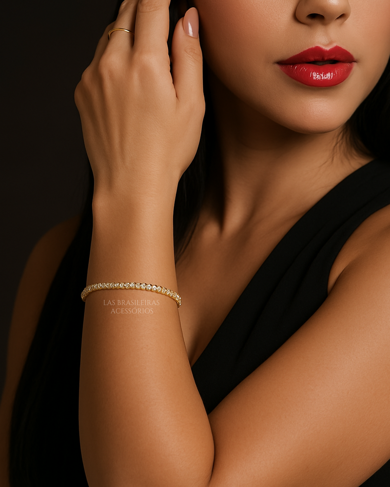 Pulseira Diana Dourado Com Zircônia