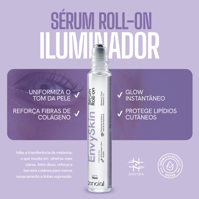 Zencial Envy Skin™ - Sérum Clareador de Olheiras Roll-On  - Com Niacinamida 5% e Vitamina C - Efeito Lifting Instantâneo