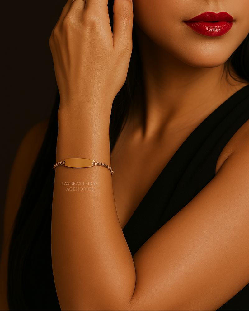Pulseira Bracelete Base Arredondada Dourada