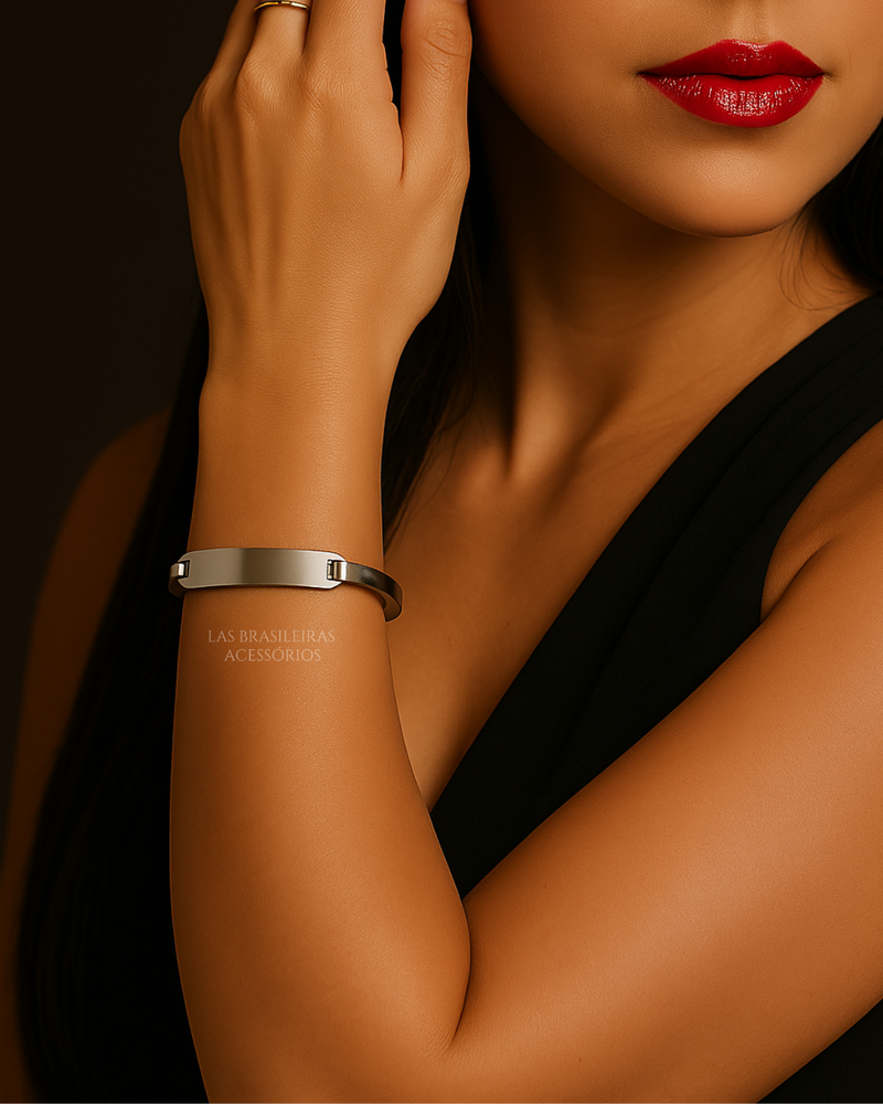Pulseira Bracelete Base Quadrada Prata