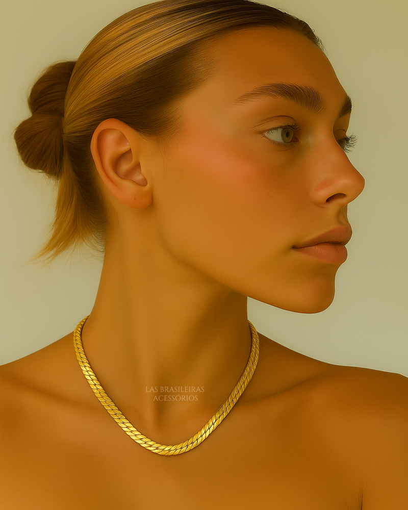 Colar Choker Laminado Dourado