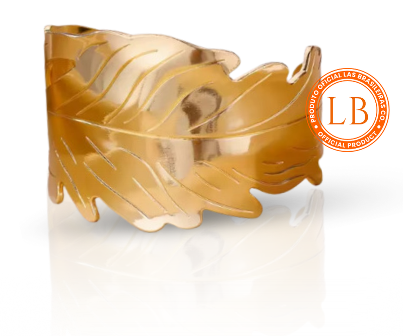 Pulseira Bracelete Folha Dourado