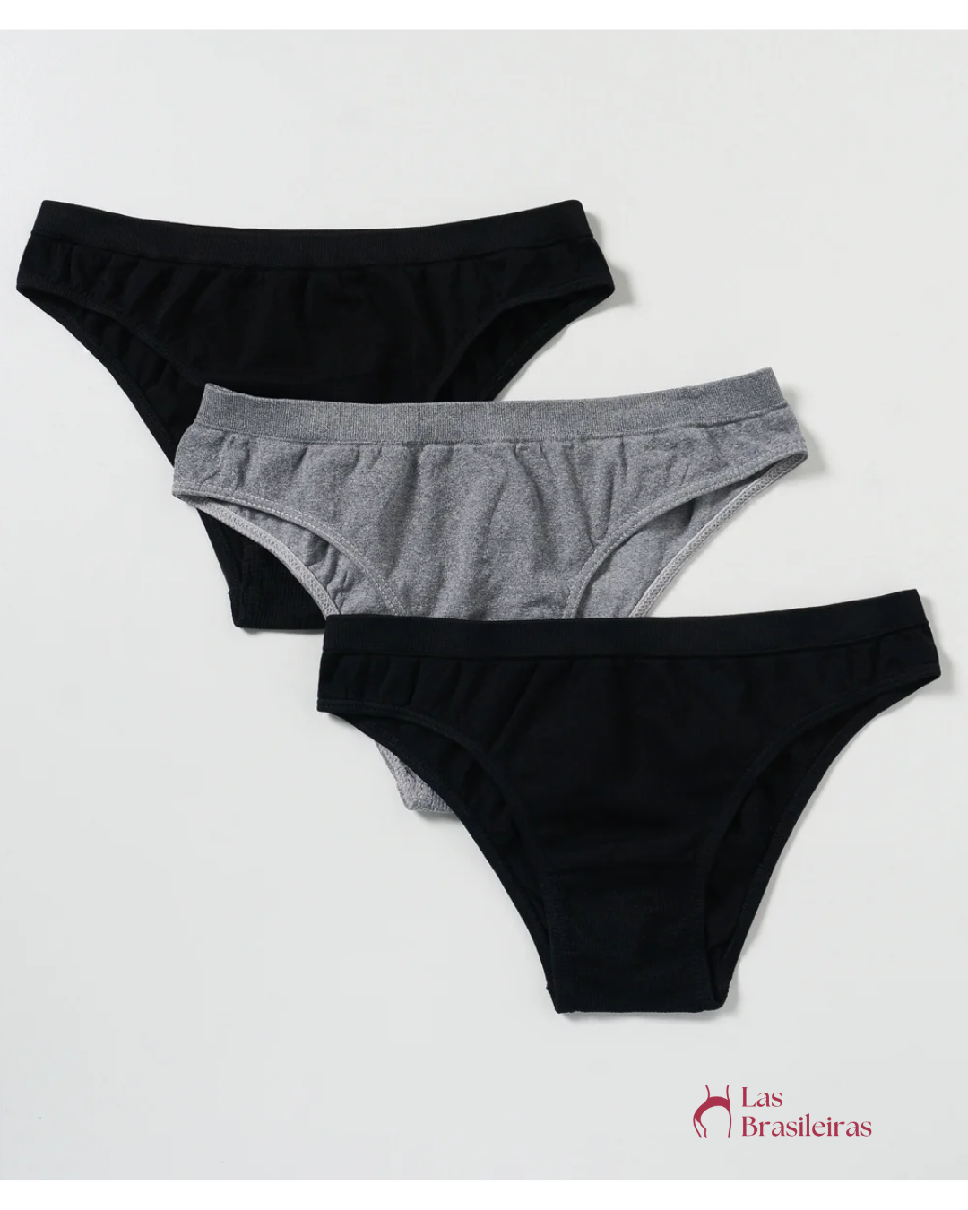 Kit 03 Calcinhas Biquíni Básicas em Poliamida Multicores