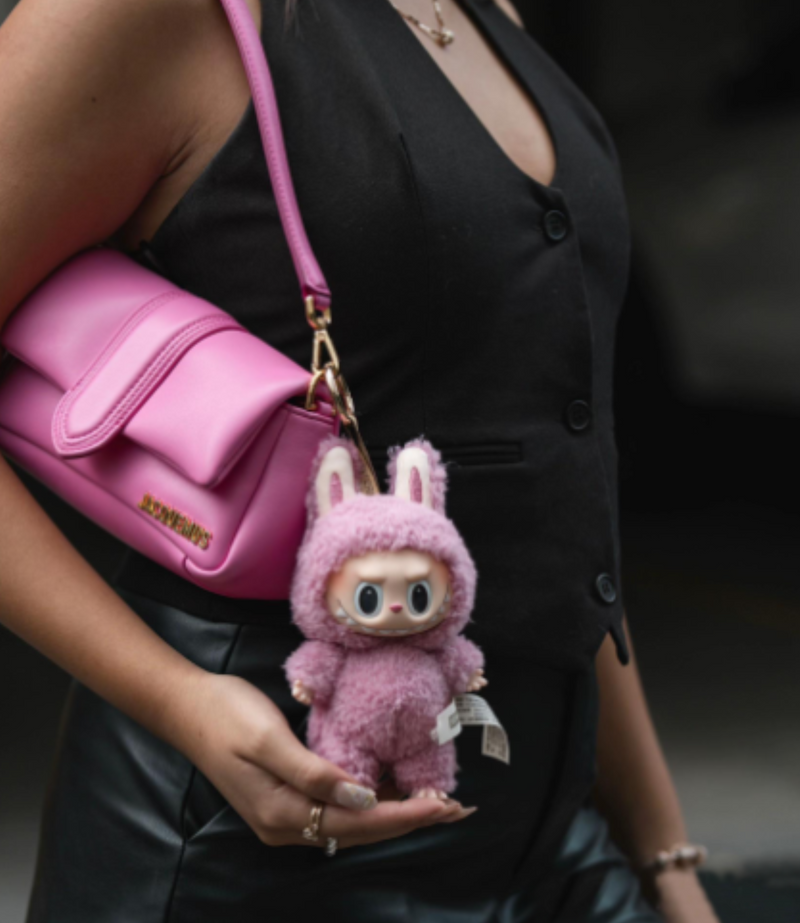 Labubu Boneca de Pé Bege Rosa