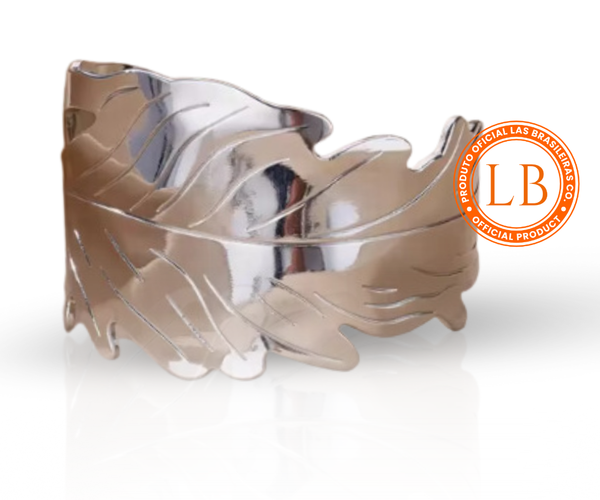 Pulseira Bracelete Folha Prata