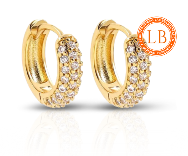 Brinco Arredondado Cravejado Dourado
