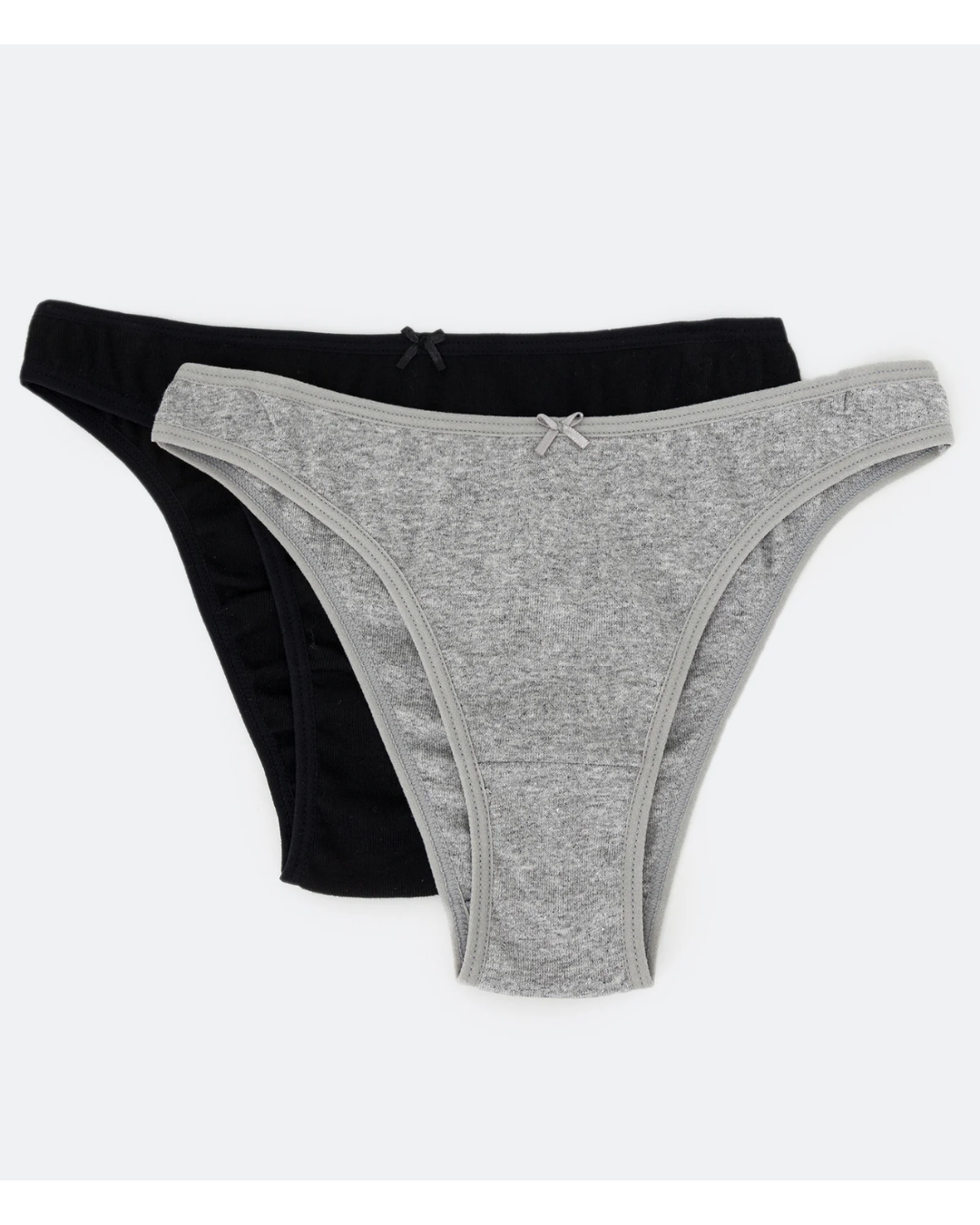 Kit 02 Calcinhas Biquíni Básicas em Algodão Cinza/Preta
