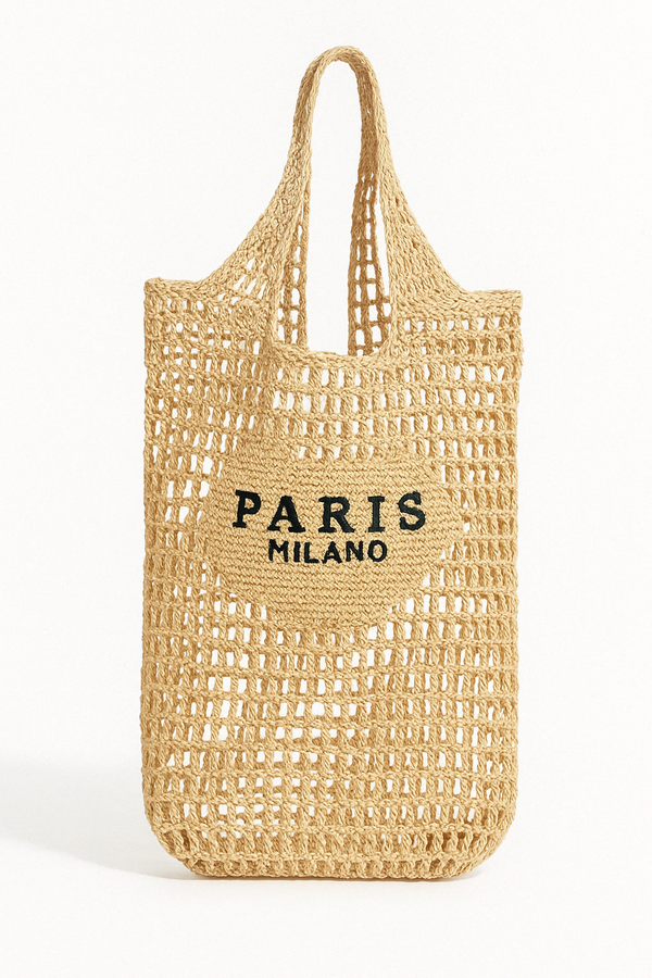 Bolsa de Palha Ráfia Paris Milano Cáqui