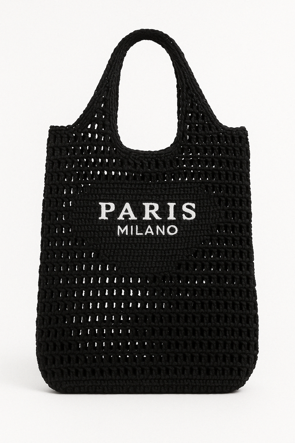Bolsa de Palha Ráfia Paris Milano Preto