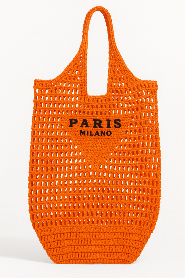 Bolsa de Palha Ráfia Paris Milano Laranja
