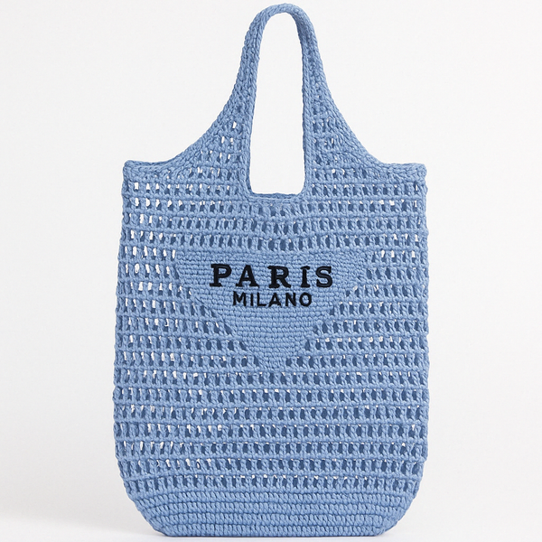 Bolsa de Palha Ráfia Paris Milano Azul