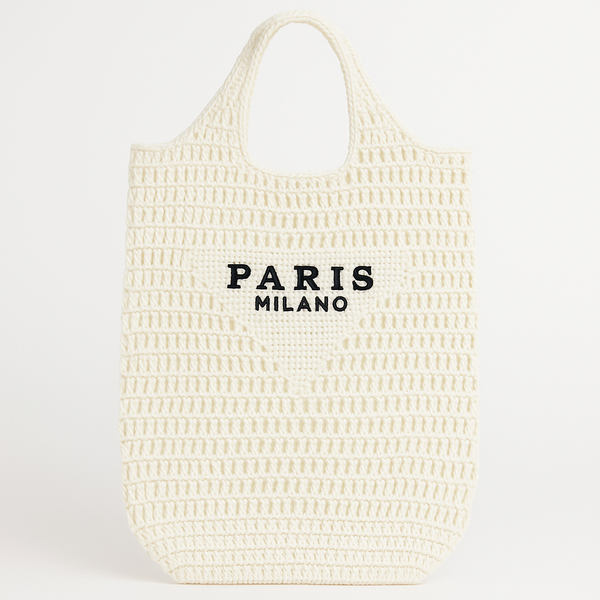 Bolsa de Palha Ráfia Paris Milano Branco