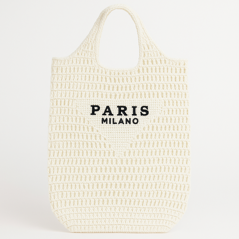 Bolsa de Palha Ráfia Paris Milano Branco