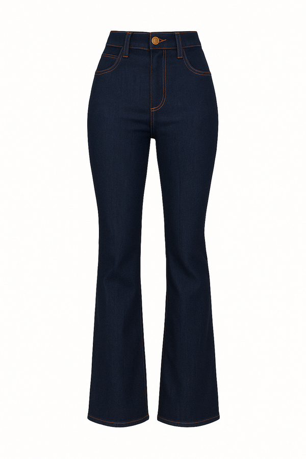 Calça Jeans Modeladora Wide Leg Cós Alto Azul Escuro