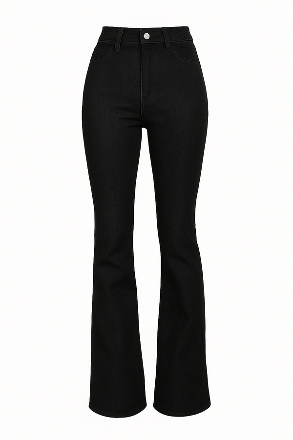 Calça Jeans Modeladora Wide Leg Cós Alto Preta