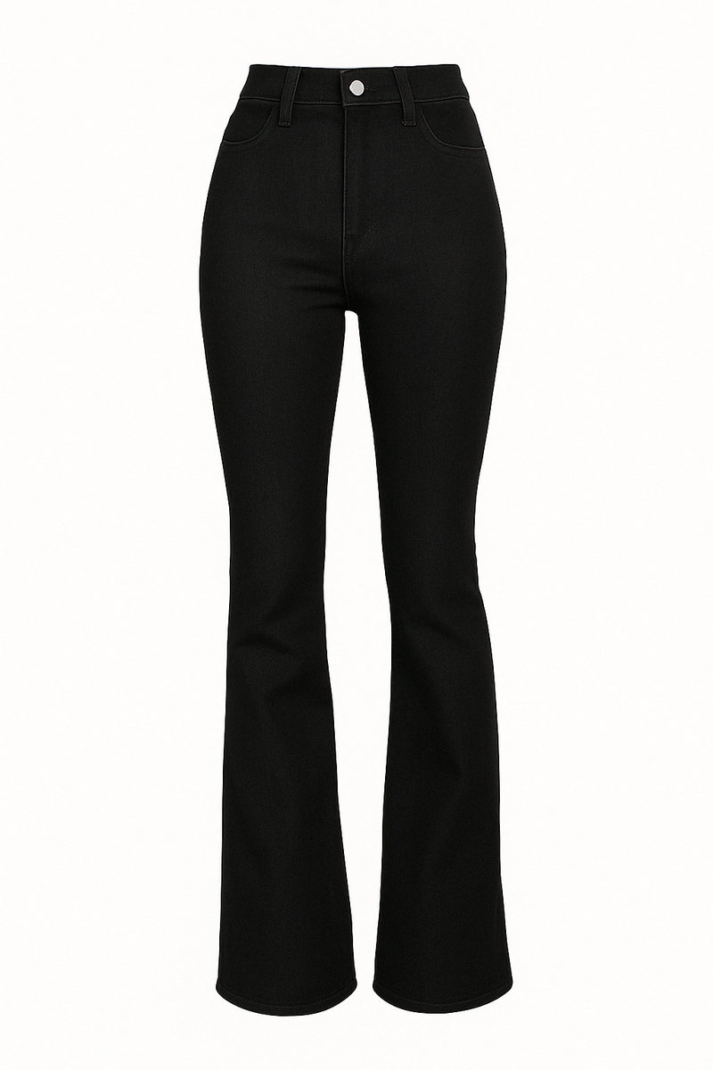 Calça Jeans Modeladora Wide Leg Cós Alto Preta