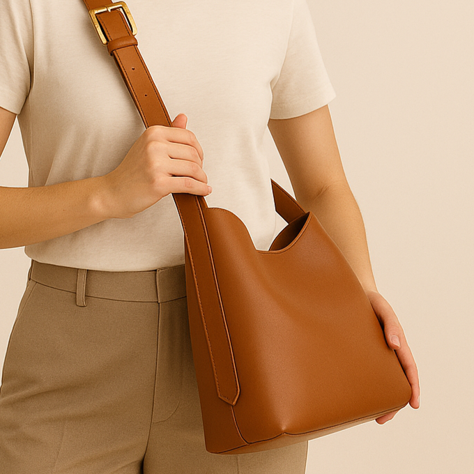 Bolsa de Ombro Minimalista Marrom