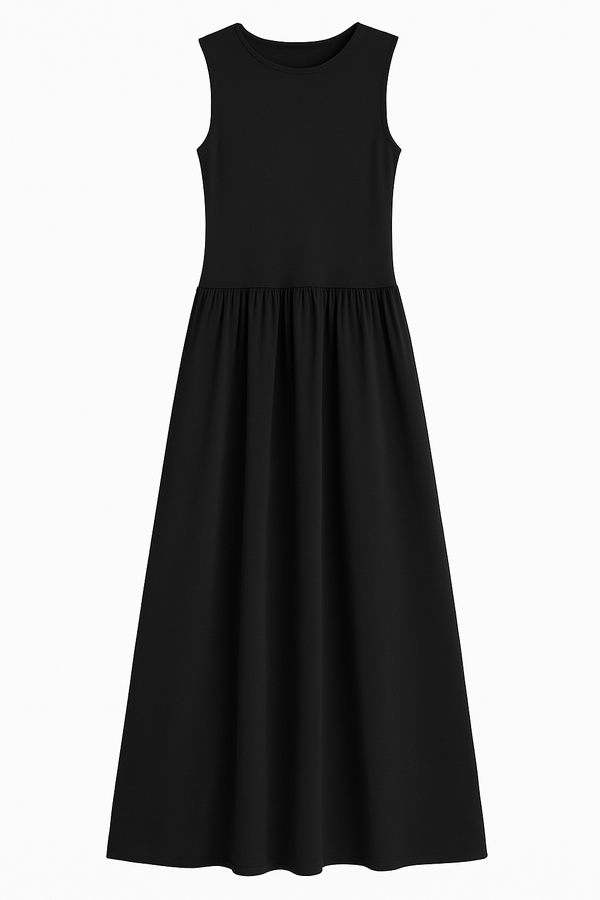 Vestido Longo Simples Casual Preto