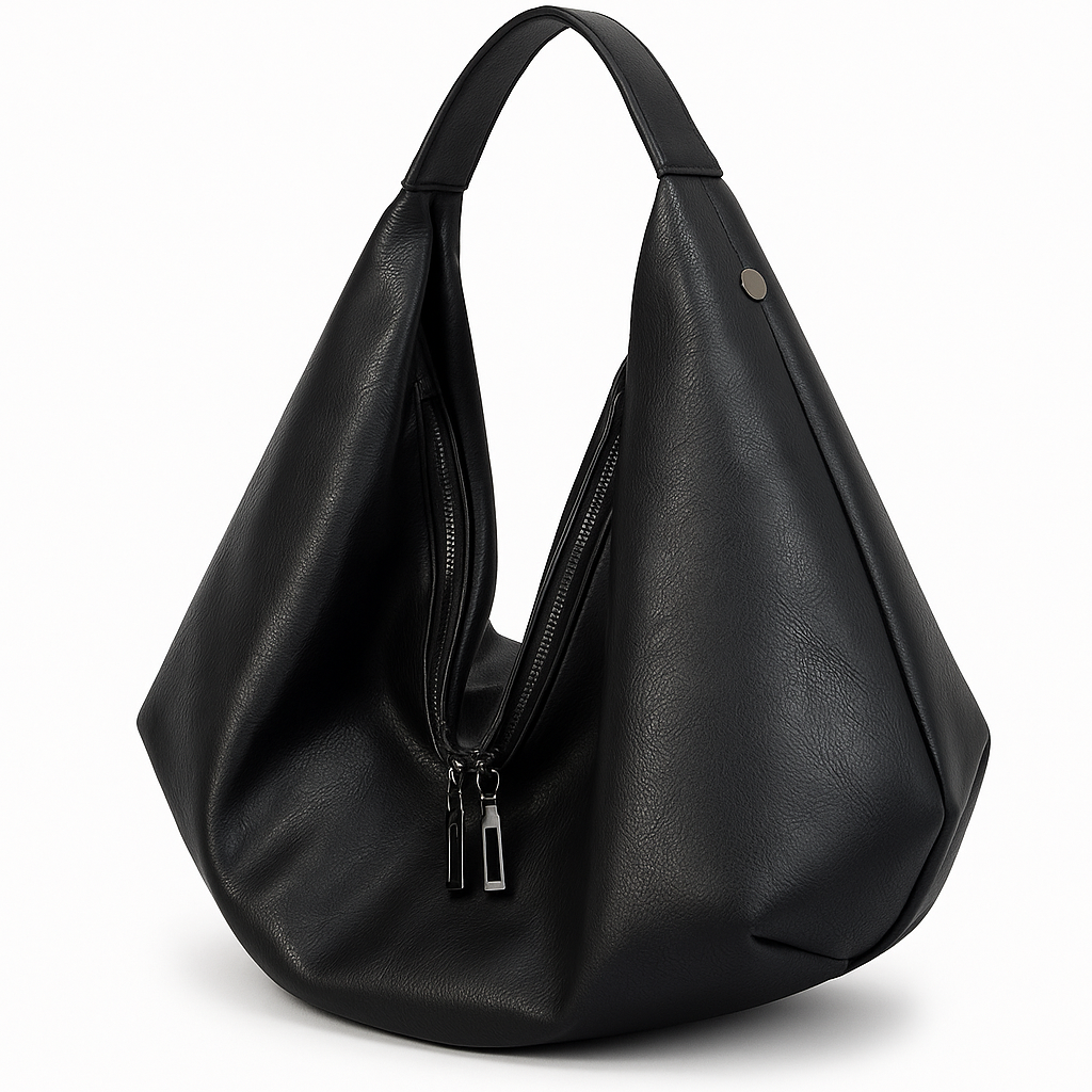 Bolsa de Couro Modelo Hobo Preto