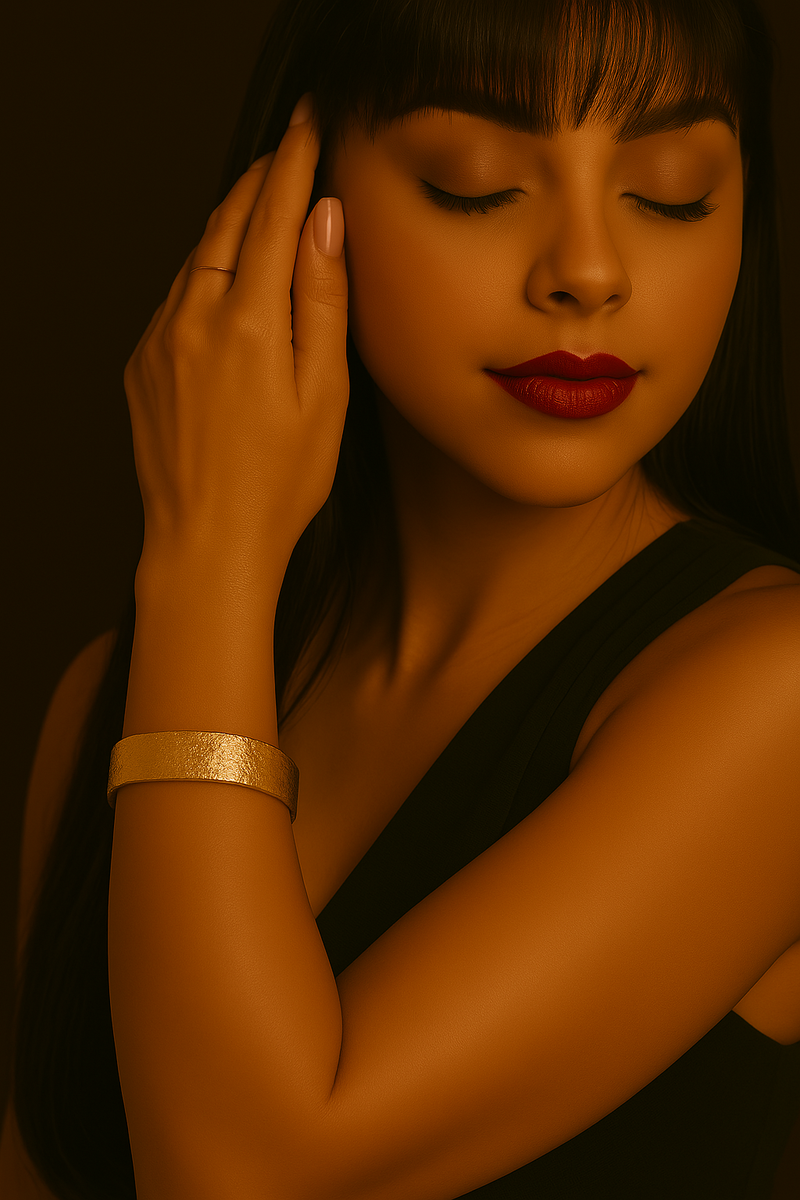 Pulseira Bracelete Orgânico Fino Dourado