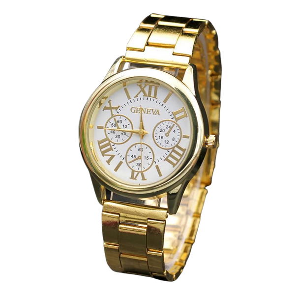 Relógio Geneva Fundo Branco Dourado