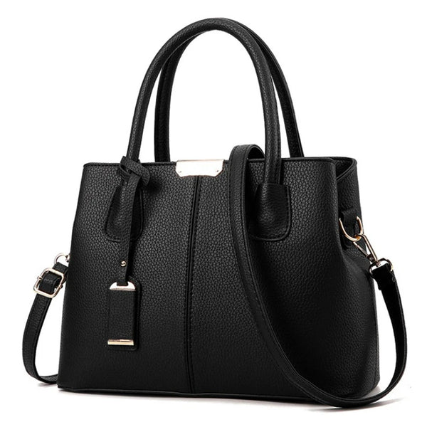 Bolsa de Couro Média Preta