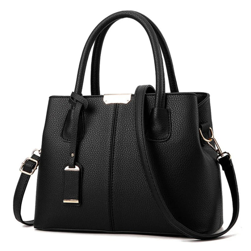 Bolsa de Couro Média Preta