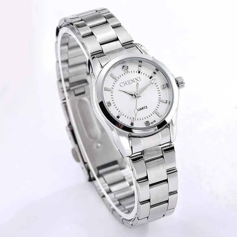 Relógio Quartz Branco Prata