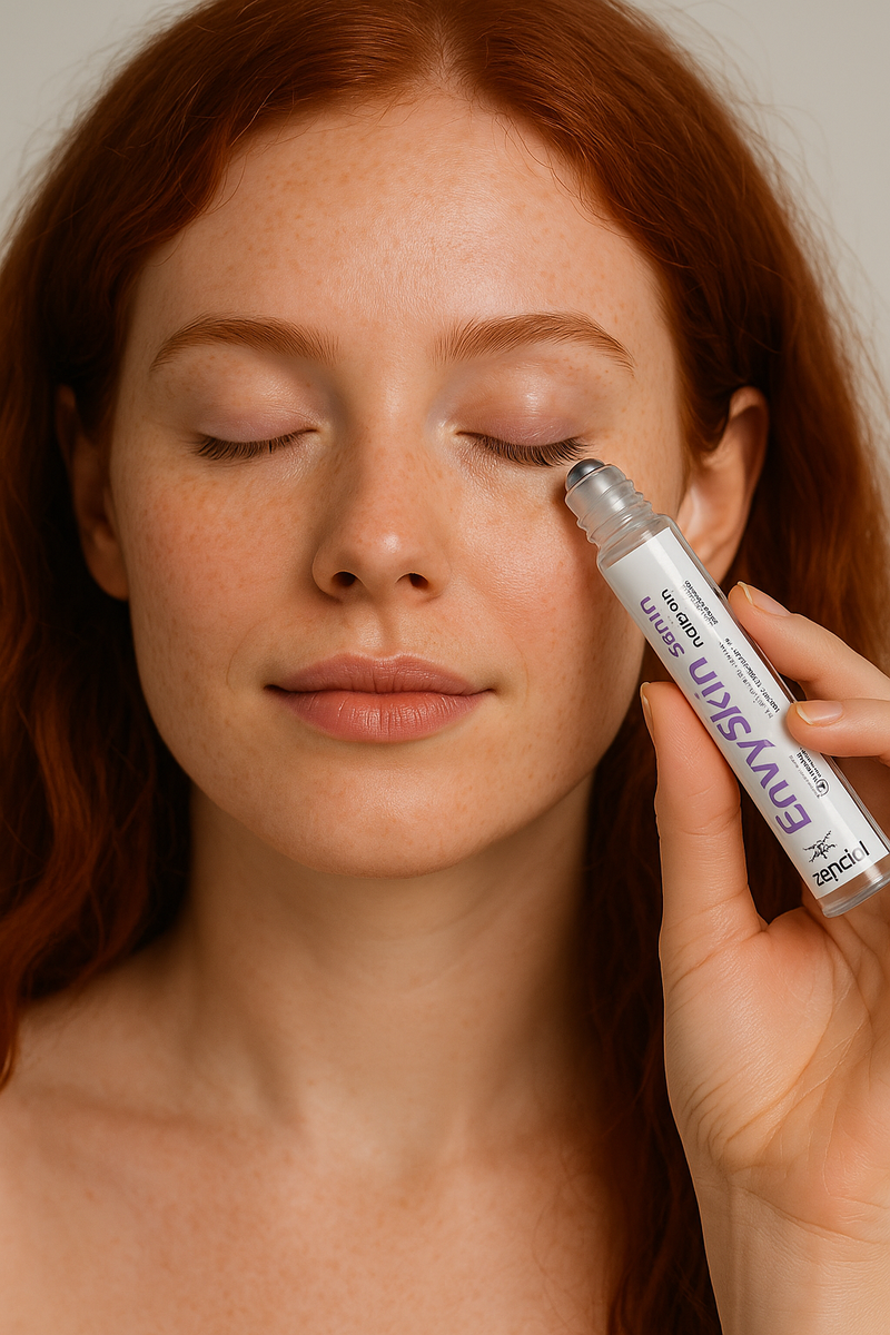 Zencial Envy Skin™ - Sérum Clareador de Olheiras Roll-On  - Com Niacinamida 5% e Vitamina C - Efeito Lifting Instantâneo