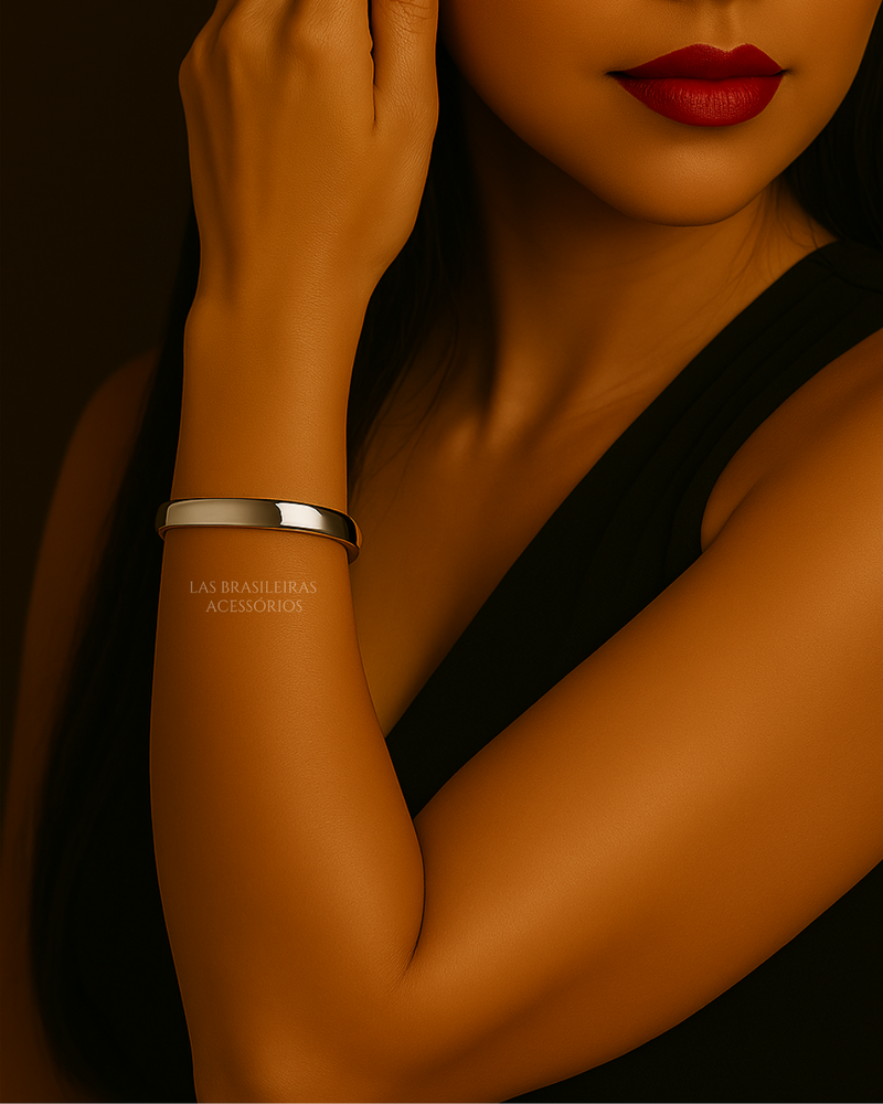 Pulseira Bracelete Liso Prata