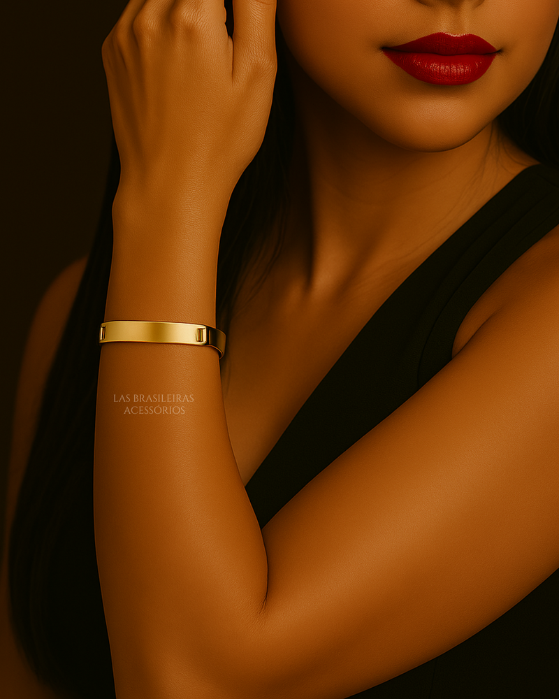 Pulseira Bracelete Quadrado Dourado