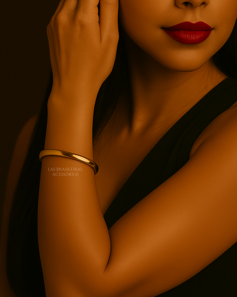 Pulseira Bracelete Liso Dourado
