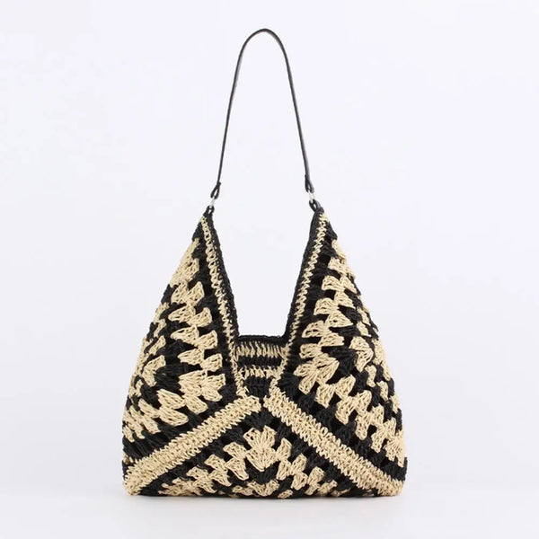 Bolsa de Ombro Palha Preto