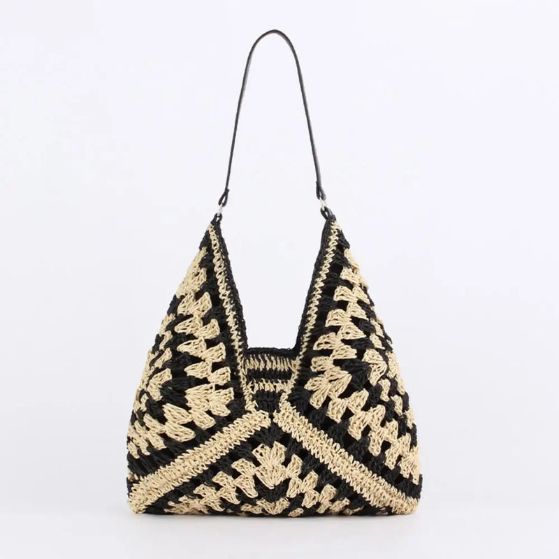 Bolsa de Ombro Palha Preto