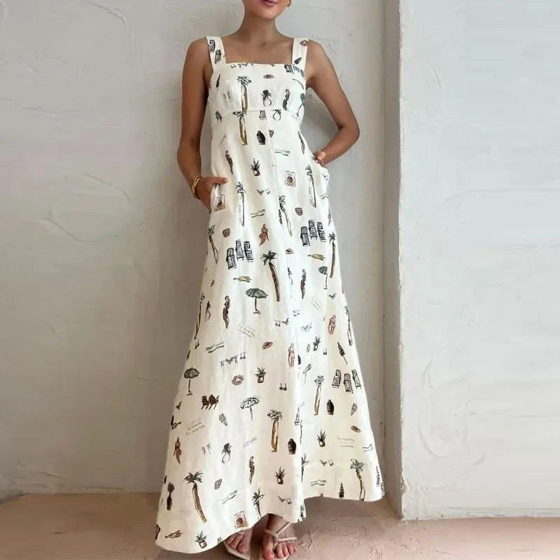 Vestido Longo Branco com Preto