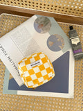 Mini Necessaire Quadriculada Branco e Amarelo