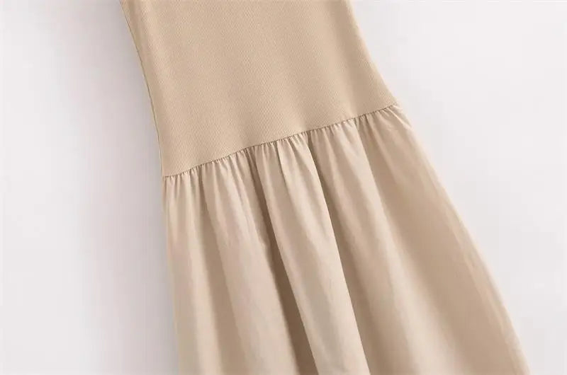 Vestido Longo Simples Casual Cáqui