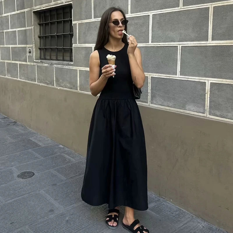 Vestido Longo Simples Casual Preto